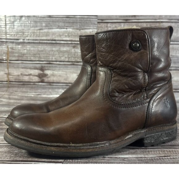 Frye Mara Shearling Lined Leather Ankle Boots Size 6.5 B color brown Frye Frye Mara Shearling Lined Leather Ankle Boots Size 6.5  main image 2